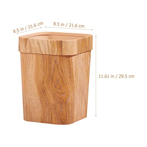 פח אשפה קטן, פח פסולת 2.6 ליטר עם דפוס עץ זבל מלבני פחית דקורטיבי מיכל פסולת סלסול לחדר אמבטיה, חדר שינה, מטבח, בית, משרד
