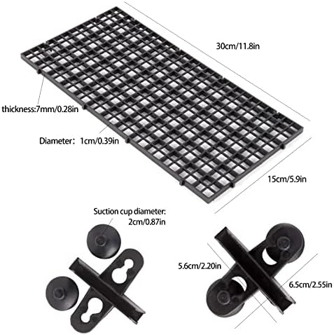 10 יחידות אקווריום דגי טנק חוצצים פלסטיק שחור ביצת ארגז אור מפזר תחתון מגש רשת בידוד לוח דגי טנק מסנן מפריד עם 20 יחידות אקווריום מחיצת קליפים, שחור