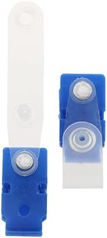 30 יחידות כפול חור כחול פלסטיק תג קליפים עם ברור רצועות עבור תעודות זהות, מחזיקי תג, שם תגים