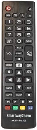 New Smartway2save Replacement AKB74915305 Remote Control Compatible for LG Smart Televisions.