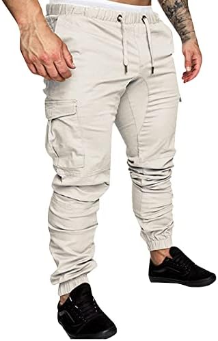 מכנסי טרקלין Xiaxogool, מכנסי מטען נמוכים למותניים לגברים מכנסי טרנינג מכנסי טרנינג מכנסיים מזדמנים מכנסי צ'ינו מתאימים עם כיסים