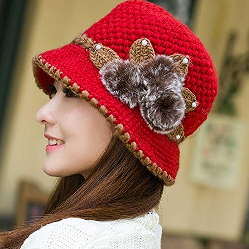 פרחי מנהונג סרוגה סרוגה חמה כובע מעוטר בחורף אופנה נשים אוזניים כובעי בייסבול כובע בייסבול טרטני
