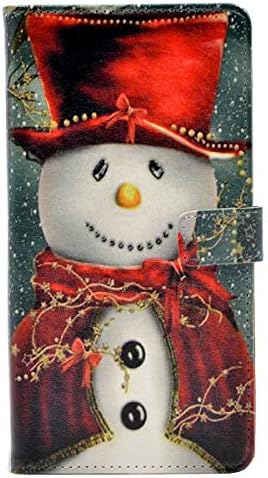 Yhb for Galaxy S20 Plus מארז, איש שלג מחייך עם צעיף אדום וכובע עליון עור חג המולד ארנק אשראי מחזיק כרטיסי עמד