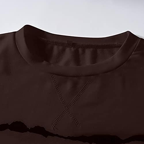 סתיו נשים מקרית ארוך שרוול צווארון עגול סווטשירט חולצות בתוספת גודל פסים מודפס רופף בסוודרים חולצות
