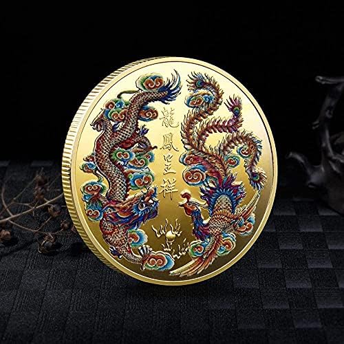 2021 שגשוג מסורתי סיני יפהפה שהביא הדרקון והמטבע ההנצחה המוזהב של הפניקס