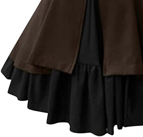 תלבושות ליל כל הקדושים לנשים, Steampunk מימי הביניים שמלות חזה כפול חזה עניבת שרוול ארוך פרוע שמלת ptachwork
