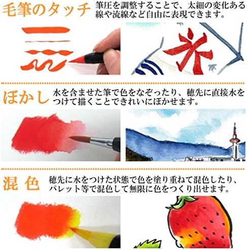 Akashiya CA200-02-5P עט מברשת, מברשת צבעי מים, צבע, צבע ורמיליון, 5 חתיכות