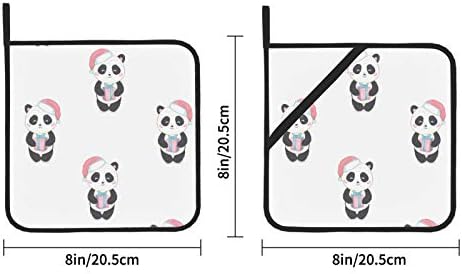 ענק חמוד פנדה ללבוש מחזיק סיר עם מחזיק סיר עמיד בפני כיס 2 מחזיקי סיר מרובעים 8 × 8 אינץ 'לבישול ואפייה