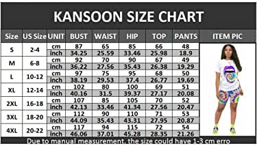 KANSOON 2 מכנסיים קצרים של נשים מוגדרות לנשים הדפס מזדמן חולצת טריקו שרוול קצר ותלבושות מכנסי אופנוען תלבושות אימונית
