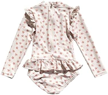הומיל בנות חתיכה אחת בגדי ים ארוך שרוול פריחה משמר חליפת קיץ רוכסן גלישה בגד גוף ילדים לפרוע רחצה חליפות 0-10 שנים