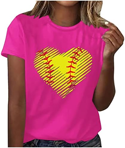 2023 צמרות קיץ נשים אהבה הדפסת לב גרפית חולצה גרפית חולצות בייסבול שרוול קצר