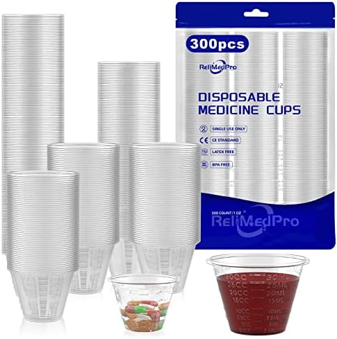 כוסות רפואה פלסטיות חד פעמיות חד פעמיות, חבילה בתפזורת של 300, 1 עוז כוס מדידה קטנה לתרופות נוזליות, צבע, אפוקסי, גלולה ושרף