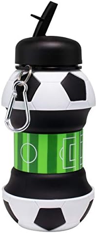 מכבי ארט קליפ-און מתקפל בקבוק מים כדורגל סיליקון חינם לילדים, 18 עוז. גודל