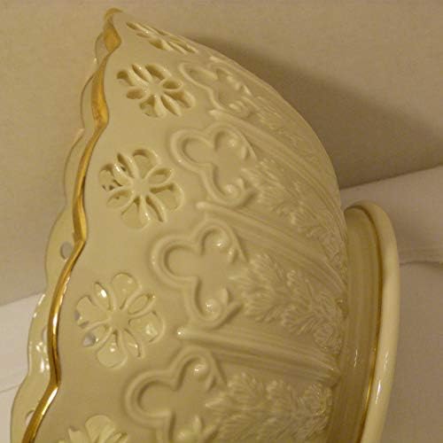 LENOX 10 קערה עגולה מקושרת אוסף Fleur de Lis קרם מובלט עם חוטי זהב שנעשו בארהב