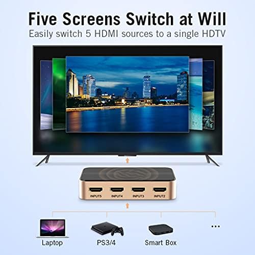 ZCMEB SWITCH 4K 5 ב 1 OUT עבור 360 SMART HDTV PC HDR 5- SPLITTER 5X1 מתאם מתאם