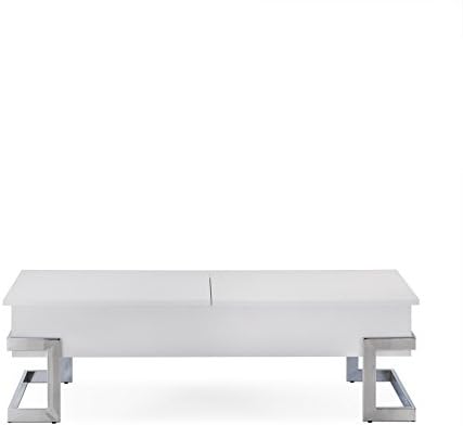 ריהוט אקמה שולחן קפה קלנן עם מעלית למעלה - 81850-לבן וכרום