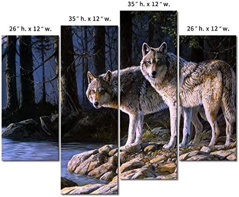 שני זאב מעמד על גדת נהר יער קיר קיר ציור זאבים תמונות מודפסות על חיה בד התמונה לקישוט מודרני ביתי