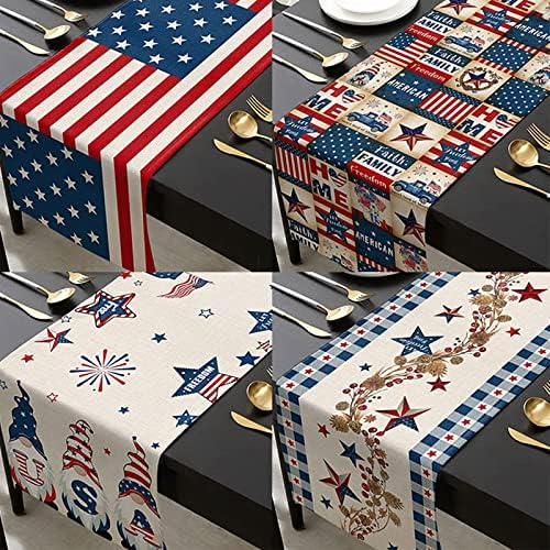 Visdron אמריקאי 4 ביולי תפאורה יום העצמאות יום עצמאות פטריוטי יום שולחן שולחן קישודים, דגל שולחן מטבח סלון שולחן קפה קפה סעודה מפלגה ביתית