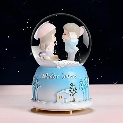 Slynsw אורות צבע יצירתיים צפים פתיתי שלג אור ירח לבן זוג זכוכית כדורי בדולר קופסת מוסיקה קופסת טנאבאטה מתנה ליום הולדת