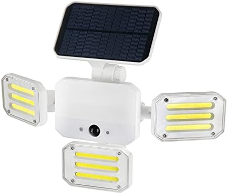 Floodlight Bionic Deluxe White by Bell+Howell Lights Solar Evensor Motion חיישן LED אורות חיצוניים אור מסתובב 108 נורות LED בעלות כוח גבוה בפאנלים מתכווננים לפטיו בגינה כפי שניתן לראות בטלוויזיה