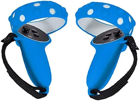 כיסוי בקר VR תואם ל- Oculus Quest 2 כיסוי טבעת מגן כיסוי אחיזה של ידית סיליקון לכחול אוזניות 1PAIR מאובטח ובטוח להחזקה