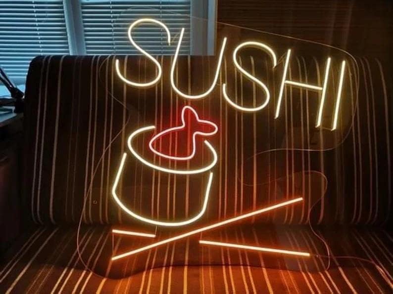 Aonxjsign Neon שלט יפני שלט ניאון סושי יפני, סימני אור קיר של סושי נאה