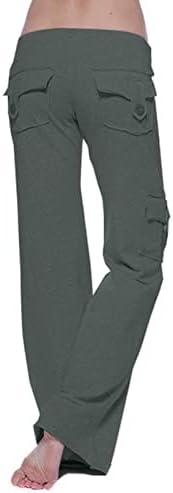 HIUARA 2023 מכנסי יוגה עם מותניים גבוהות לנשים כפתורי יוגה מכנסיים מתלקחים עם כיסים מכנסי טרנינג רחבים מכנסיים מזדמנים מכנסיים מזדמנים