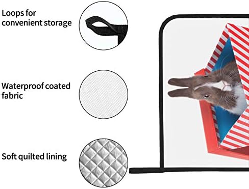 Kawaii Baby Rabbit Box Holder Set Set מגבות מטבח עמידות בפני חום ומחזיק סיר 2 PCS רפידות חמות לדלפק מטבח 8 × 8 אינץ 'לבישול ואפייה