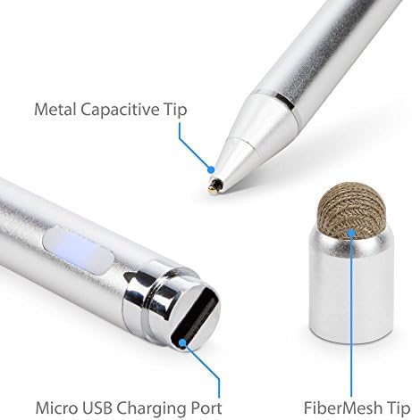 עט חרט בוקס גלוס תואם ל- Lenovo Thinkpad T14s - חרט פעיל אקטיבי, חרט אלקטרוני עם קצה עדין במיוחד - כסף מתכתי