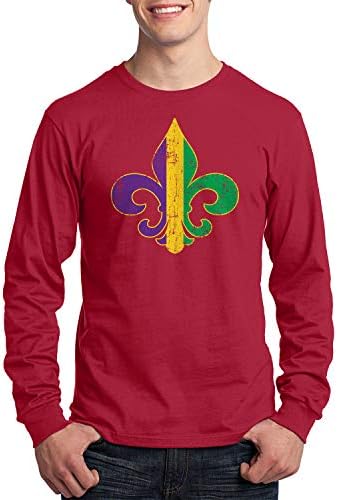 Mardi Gras של Mardi Gras Fleur de Lis Longe חולצת שרוול ארוך