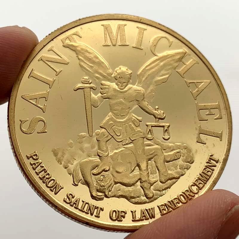 אמריקאי לוס אנג ' לס סנט מייקל של גיבור זהב מצופה מדליית אסיפה מטבע קרפט זהב מטבע הנצחה מטבע