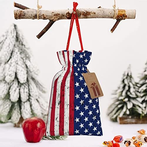 שרוכי חג המולד מתנת שקיות אמריקאי-דגל-כוכבים-פסים מציג גלישת שקיות חג המולד מתנת גלישת שקי שקיות בינוני