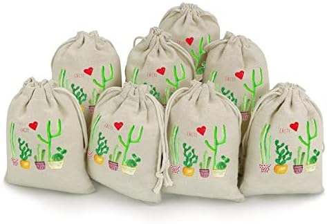 CACTI CACTUS LOVE SURSTRINGS שקיות אחסון שקיות מתנה לכיסי מתנה לשימוש חוזר לשימוש חוזר וקומפקטי רב-תכליתי חבילת כיס 8 יחידות