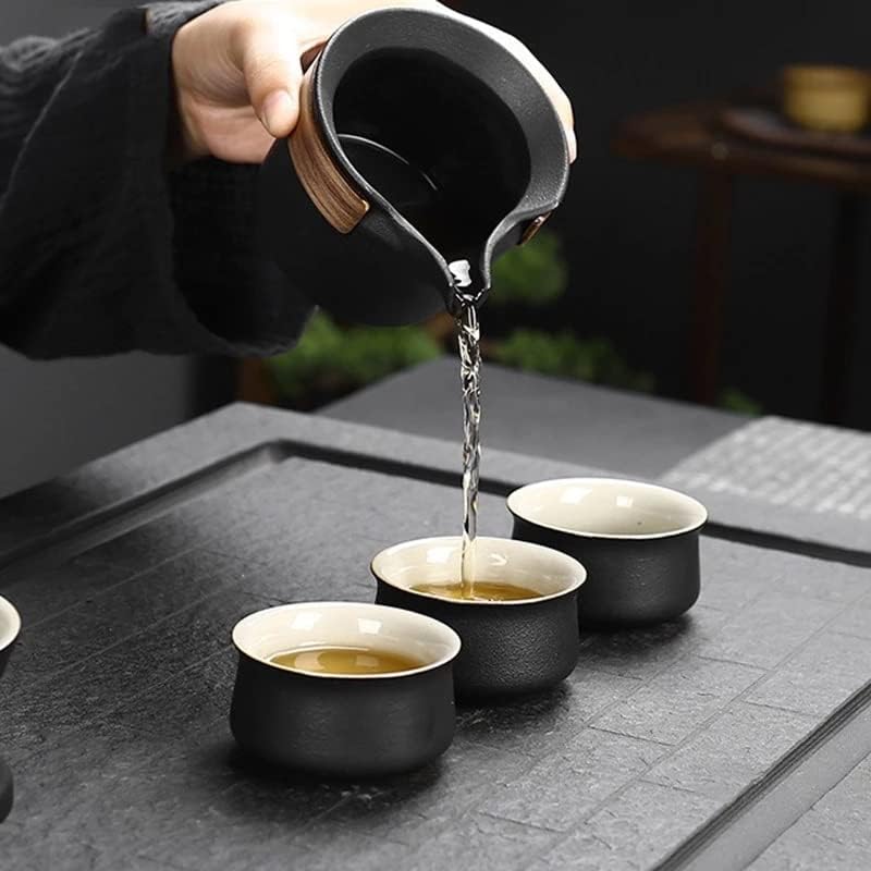 TJLSS בסגנון יפני סטייל יפני חרס שחור קומקום תה תה סיר אחד שישה כוסות עם תיק קונגפו ביתי סט משרד משרד טיול תה 10 יחידות/סט