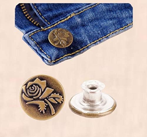 Zhongjiuyuan 500 חתיכות ברונזה ללא תפור כפתורי ג'ינס כפתורי נגיעה DIY מכנסי נחושת כפתור החלפת כפתור Snap dia.17mm