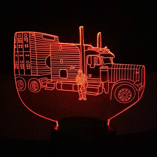 ג ' ינוול 3 ד טרקטור משאית רכב לילה אור מנורת אשליה 7 צבע שינוי מגע מתג שולחן שולחן קישוט מנורות אקריליק שטוח בסיס כבל צעצוע