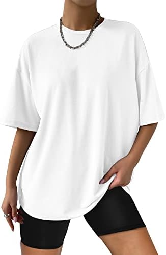 טרנדי מלכת נשים חולצות טי אוברסייז בכושר רופף כותנה צווארון עגול שרוול קצר חולצות קיץ חולצה קז ' ואל 2023 י2 ק טי בסיסי
