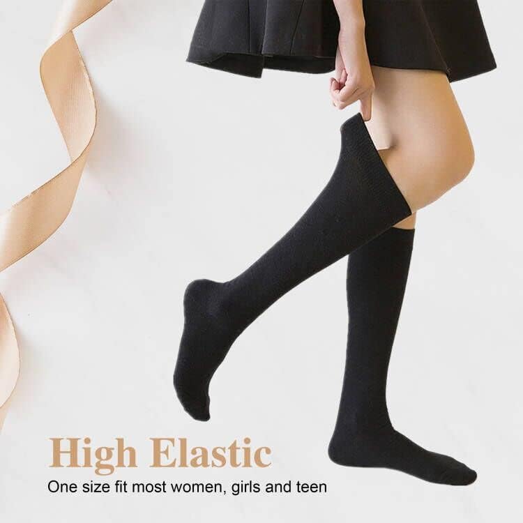 גרביים גבוהים הברך מזדמנים לנשים גרבי צינור גמישות גרבי ספורט גרביים גבוהים הברך פס דק