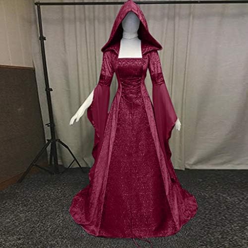צפותים מימי הביניים שמלה, נשים בציר סלעית מכשפה גלימת שמלת חצוצרת שרוול מימי הביניים חתונה שמלת ליל כל הקדושים קוספליי שמלה