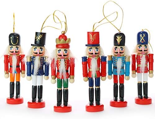 אורנאטיביות מפצח אגוזים תליית קישוט דמויות-חג המולד מיני עץ מלך וחייל מפצח אגוזים