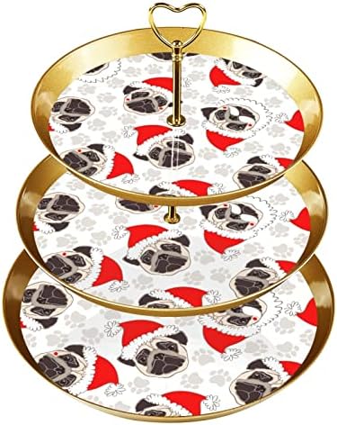Dragonbtu 3 דוכן קאפקייקס שכבה עם מוט זהב מוט פלסטיק מגד מגדל קינוח חג המולד פאו כלב פו פאו פירות תצוגת סוכריות לחתונה יום הולדת למסיבת תה חג המולד
