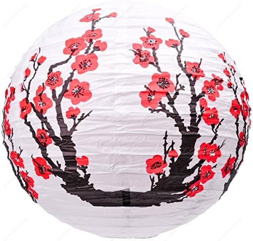 מ.מ. סחר LNTA16024SK צבעוני סיני/יפני פנסים נייר עגולים עם מסגרת מתכת, 16 אינץ ', פרח סוקורה