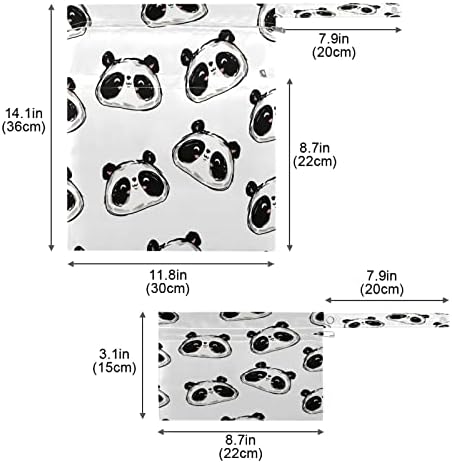 Zzxxb panda הדפס שקית רטובה אטומה למים חיתול בד לשימוש חוזר שקית יבש רטוב עם כיס רוכסן לטיול בריכת חוף כושר יוגה יוגה מוצלחות בגד ים