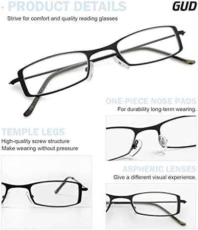 גוד קריאת משקפיים 8 זוגות קלאסי קל משקל מלבני קוראים לגברים נשים +2.50