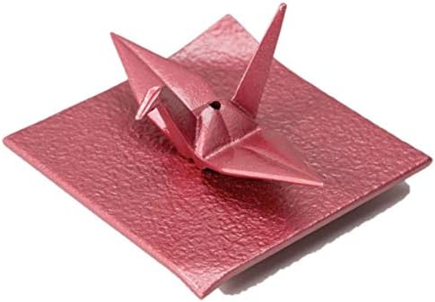 岩鋳 כלי ברזל נמבו, קוריצ'י, קטטורי מתקפל מנוף אוריגמי אדום, 折り鶴: 7 × 11.5 × 5.5 סמ 敷台: 11 × 11 × 1.5 סמ