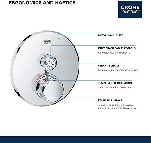 GROHE 29136EN0 GROHTHERM SMARTCONTROL מקלחת ערכת שסתום תרמוסטטי, גימור אינסוף מוברש ניקל מוברש