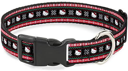 אבזם למטה בדלני חתול צווארון-הלו קיטי פנים חג המולד סוודר שחור / אדום / ירוק / לבן