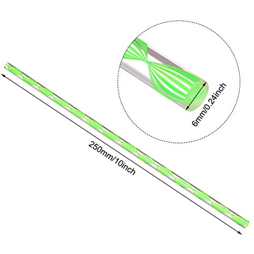 אקריליק עגול מוט, 1/4 קוטר 10 אינץ אורך, ספירלת ירוק קו, מוצק פלסטיק בר מקל 2 יחידות