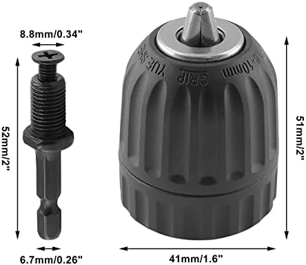 ביאונגדו 3/8 מתאם צ' אק מקדחה ללא מפתח 0.8-10 מ מ, מתאם צ' אק מקדחת שוק משושה בגודל 1/4 אינץ', מתאם צ ' אק מקדחה קיבולת ממיר חיבור מהיר כלי המרת נהג השפעה 3/8 - 24