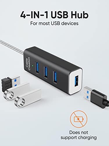 צרור-2 פריטים: CableCreation 4-Port USB 3.0 Hub 5Gbps + CableComeation Clooled USB ל- USB C כבל